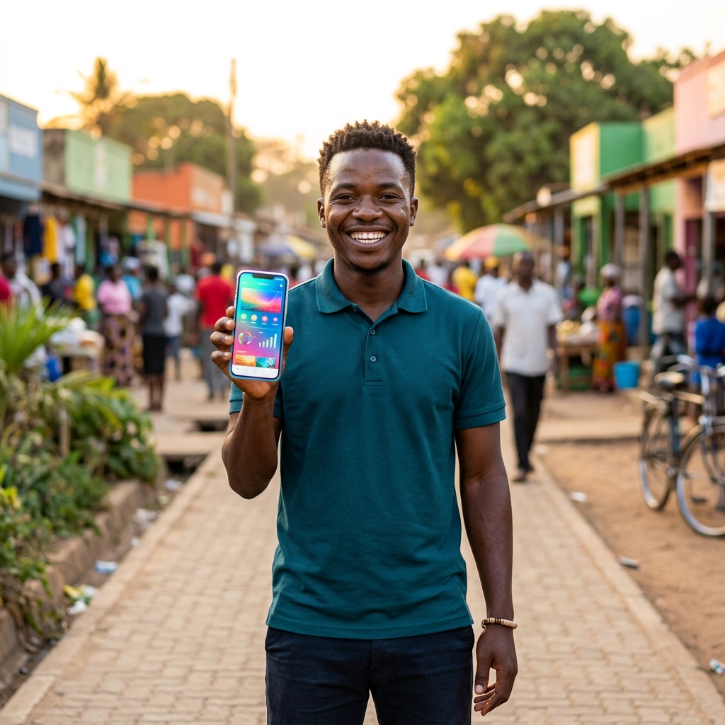 FlexBuy Field Agent showing mobile app to customer on the street